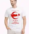Erkek TÜRKİYE Ay Yıldız Baskılı Taraftar Forma T-Shirt - Beyaz