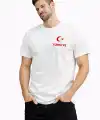 Erkek TÜRKİYE Ay Yıldız Baskılı Taraftar Forma T-Shirt - Beyaz