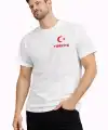 Erkek TÜRKİYE Ay Yıldız Baskılı Taraftar Forma T-Shirt - Beyaz