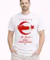 Erkek TÜRKİYE Ay Yıldız Baskılı Taraftar Forma T-Shirt - Beyaz