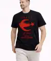 Erkek TÜRKİYE Ay Yıldız Baskılı Taraftar Forma T-Shirt - Siyah