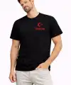 Erkek TÜRKİYE Ay Yıldız Baskılı Taraftar Forma T-Shirt - Siyah