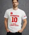 Erkek TÜRKİYE Baskılı Tişört 2026 Dünya Kupası Taraftar Forma T-Shirt - Beyaz