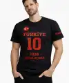Erkek TÜRKİYE Baskılı Tişört 2026 Dünya Kupası Taraftar Forma T-Shirt - Siyah
