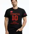 Erkek TÜRKİYE Baskılı Tişört 2026 Dünya Kupası Taraftar Forma T-Shirt - Siyah