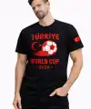 Erkek Türkiye World Cup 2026 Baskılı Tişört Futbol Temalı Forma T-Shirt - Siyah