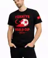Erkek Türkiye World Cup 2026 Baskılı Tişört Futbol Temalı Forma T-Shirt - Siyah