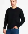 Erkek Üç İplik Düz Bisiklet Yaka SweatShirt - Siyah