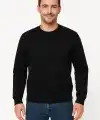 Erkek Üç İplik Düz Bisiklet Yaka SweatShirt - Siyah