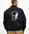 Erkek Unisex Bomber Mont – Siyah Renk, Atatürk Silüet Baskılı, Fermuarlı Cepli, Kapitone Astarlı, Bahar Kış Sezonu Günlük Ceket - Siyah