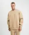Erkek Uzun Kol Bisiklet Yaka 3 iplik Pamuklu Kışlık SweatShirt  - Bej