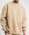 Erkek Uzun Kol Bisiklet Yaka 3 iplik Pamuklu Kışlık SweatShirt  - Bej
