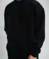 Erkek Uzun Kol Bisiklet Yaka 3 iplik Pamuklu Kışlık SweatShirt - Siyah