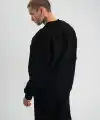 Erkek Uzun Kol Bisiklet Yaka 3 iplik Pamuklu Kışlık SweatShirt - Siyah