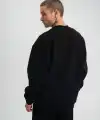 Erkek Uzun Kol Bisiklet Yaka 3 iplik Pamuklu Kışlık SweatShirt - Siyah