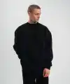 Erkek Uzun Kol Bisiklet Yaka 3 iplik Pamuklu Kışlık SweatShirt - Siyah