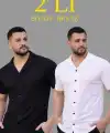 Erkek Waffle Kumaş Açık Yakalı Düğmeli Regular Fit Gömlek 2’li Set Siyah-Beyaz