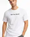 Erkek Wafıl Kumaş Tişört Regular Kalıp Bisiklet Yaka Baskılı T-Shirt - Beyaz