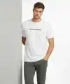 Erkek Wafıl Kumaş Tişört Regular Kalıp Bisiklet Yaka Baskılı T-Shirt - Beyaz