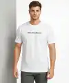 Erkek Wafıl Kumaş Tişört Regular Kalıp Bisiklet Yaka Baskılı T-Shirt - Beyaz