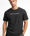 Erkek Wafıl Kumaş Tişört Regular Kalıp Bisiklet Yaka Baskılı T-Shirt - Siyah