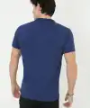 Erkek Yakalı Slim Fit Pike Çizgili T-Shirt - Mavi