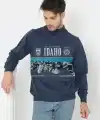 Erkek Yarım Bağazlı Kazak Baskılı Dokuma Triko - Indigo