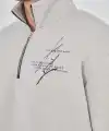 Erkek Yarım Fermuarlı Baskılı 3 iplik pamuklu sweatshirt - Boyalı Gri