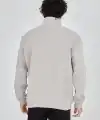 Erkek Yarım Fermuarlı Baskılı 3 iplik pamuklu sweatshirt - Boyalı Gri