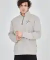 Erkek Yarım Fermuarlı Baskılı 3 iplik pamuklu sweatshirt - Boyalı Gri