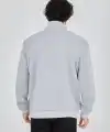 Erkek Yarım Fermuarlı Baskılı 3 iplik pamuklu sweatshirt - Gri