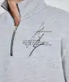 Erkek Yarım Fermuarlı Baskılı 3 iplik pamuklu sweatshirt - Gri