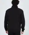Erkek Yarım Fermuarlı Baskılı 3  iplik pamuklu sweatshirt - Siyah