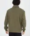 Erkek Yarım Fermuarlı Baskılı 3 iplik pamuklu sweatshirt - Yeşil