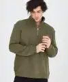 Erkek Yarım Fermuarlı Baskılı 3 iplik pamuklu sweatshirt - Yeşil
