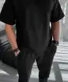 Erkek Yarım Fermuarlı Kısa kol T-Shirt - Siyah