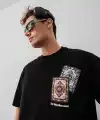 Erkek Yazlık Bisiklet Yaka Baskılı Regular Fit Tişört Kısa Kol T-Shirt - Siyah