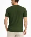 Erkek Yazlık Fitilli Triko Tişört Kısa Kol Bisiklet Yaka T-Shirt - Haki
