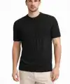 Erkek Yazlık Fitilli Triko Tişört Kısa Kol Bisiklet Yaka T-Shirt - Siyah