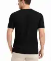 Erkek Yazlık Fitilli Triko Tişört Kısa Kol Bisiklet Yaka T-Shirt - Siyah