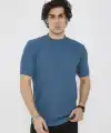 ERKEK Yazlık Tişört Bisiklet Yaka T-Shirt- Turkuaz