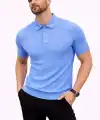 Erkek Yazlık Triko Tişört Kısa Kol Polo Yaka Düğmeli T-Shirt - Bebek Mavisi