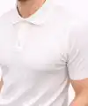 Erkek Yazlık Triko Tişört Kısa Kol Polo Yaka Düğmeli T-Shirt - Beyaz