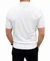Erkek Yazlık Triko Tişört Kısa Kol Polo Yaka Düğmeli T-Shirt - Beyaz