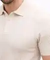 Erkek Yazlık Triko Tişört Kısa Kol Polo Yaka Düğmeli T-Shirt - Krem