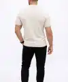 Erkek Yazlık Triko Tişört Kısa Kol Polo Yaka Düğmeli T-Shirt - Krem