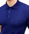 Erkek Yazlık Triko Tişört Kısa Kol Polo Yaka Düğmeli T-Shirt - Lacivert