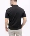 Erkek Yazlık Triko Tişört Kısa Kol Polo Yaka Düğmeli T-Shirt - Siyah