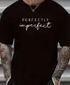 erkekler için Ön Arka Baskılı PERFECTLY günlük Kısa Kol tişört - Siyah