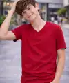 Genç Erkek Çocuk V Yaka Tişört Model - Bordo